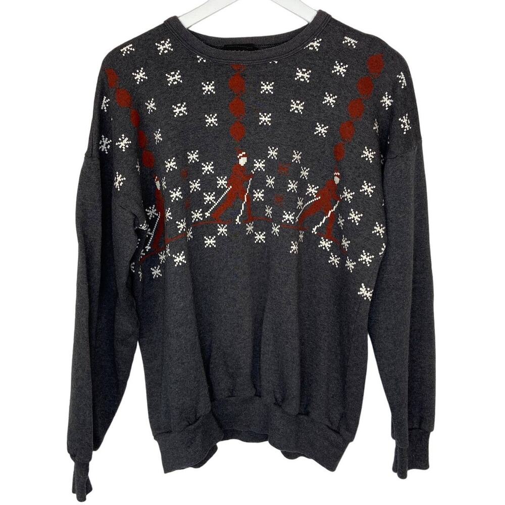 Vintage Ski Snowflakes Crewneck Sweatshirt - Adult Size XL